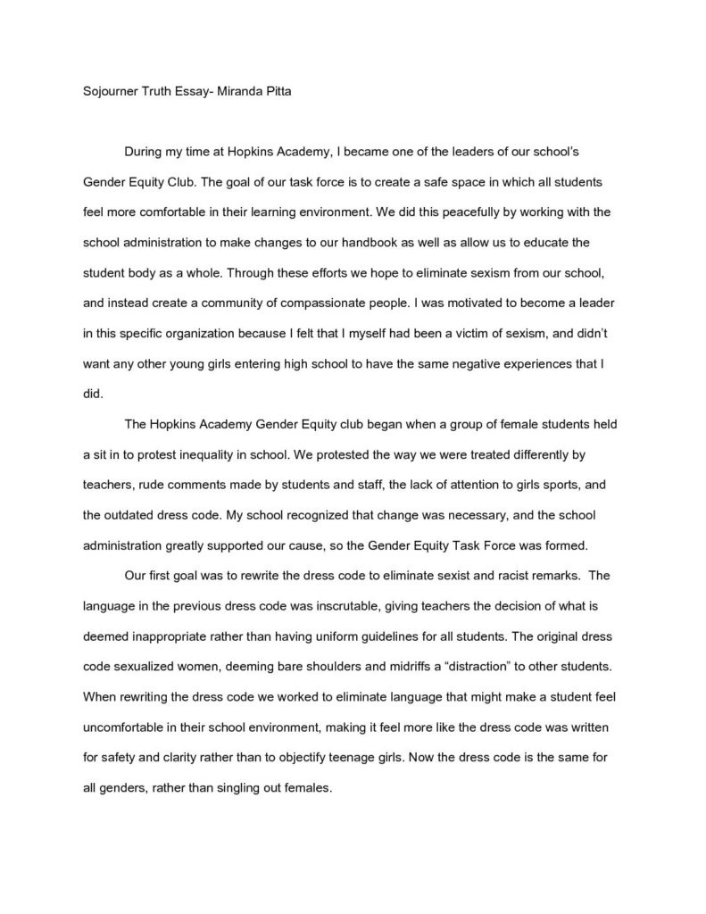 sojourner truth essay